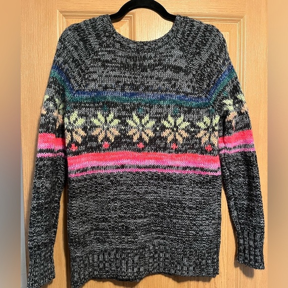 American Eagle Jegging Sweater Rainbow Snowflake Fair Isle Wool - Picture 8 of 9